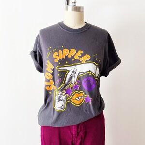 Comfort Colors The Dip Band Graphic T-Shirt Black Slow Sipper Heavyweight Cotton